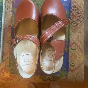 Made in Sweden - Brown Faux Leather Mules with Adjustable Strap